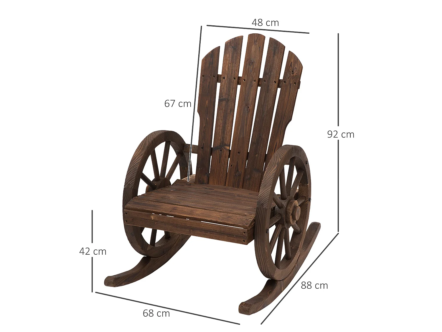 Bamo Set of 2 Dark Carbonized Fir Rocking Chairs with Reclining Back