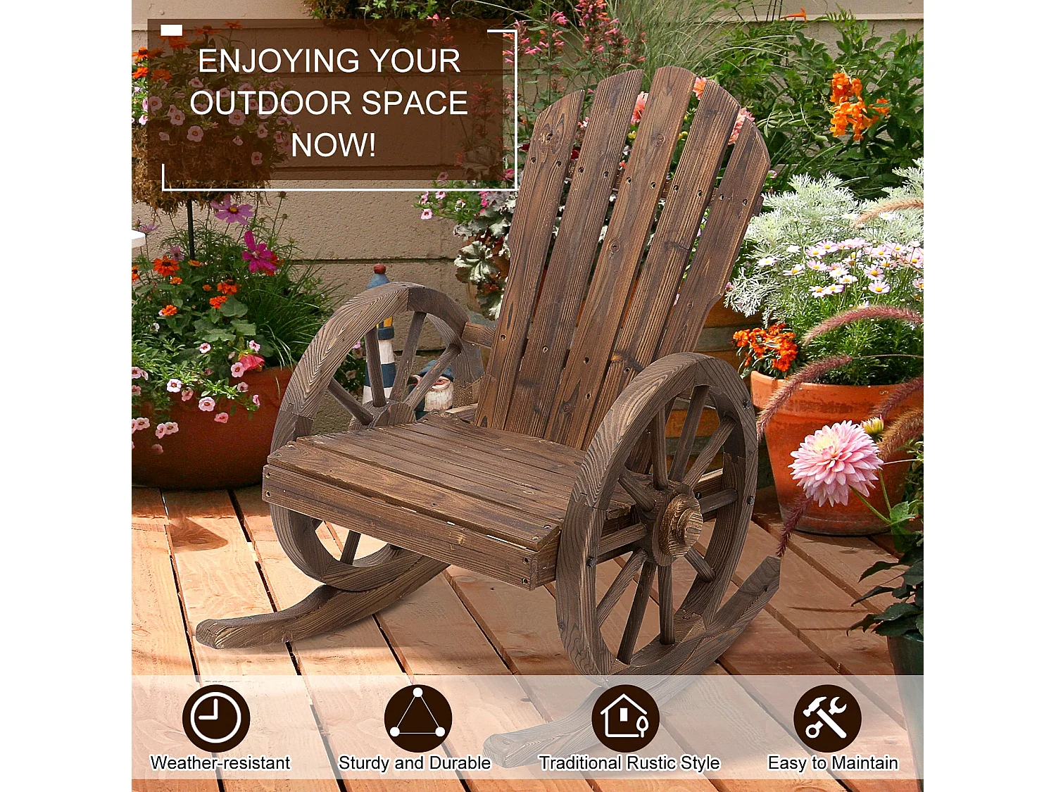 Bamo Set of 2 Dark Carbonized Fir Rocking Chairs with Reclining Back