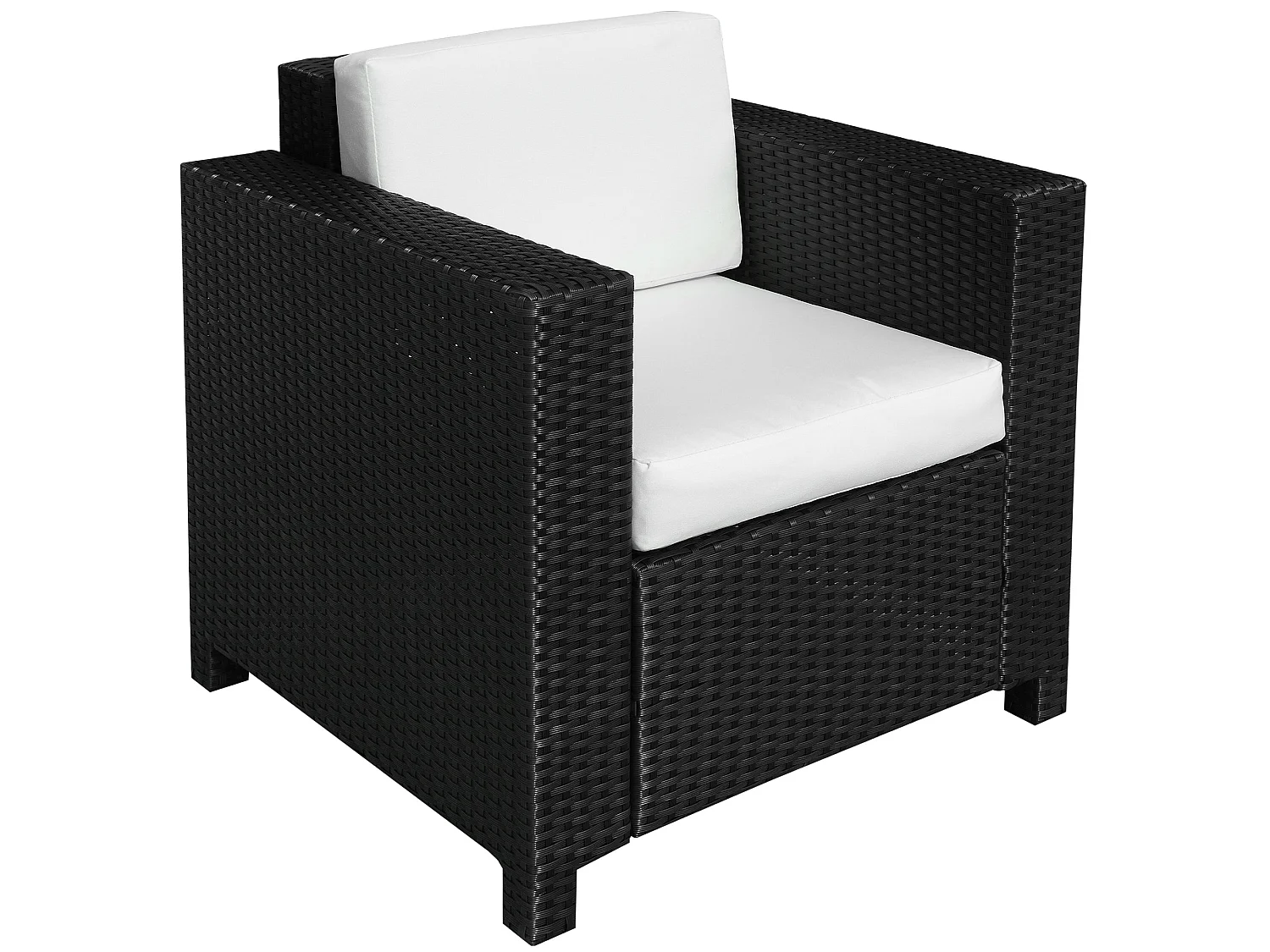 Raco Black Rattan Single Outdoor Armchair with Thick Cushioned Seat and Armrests