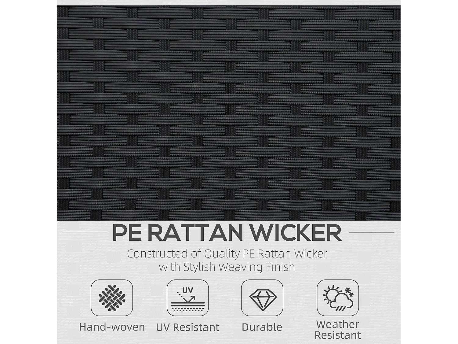 Raco Black Rattan Single Outdoor Armchair with Thick Cushioned Seat and Armrests