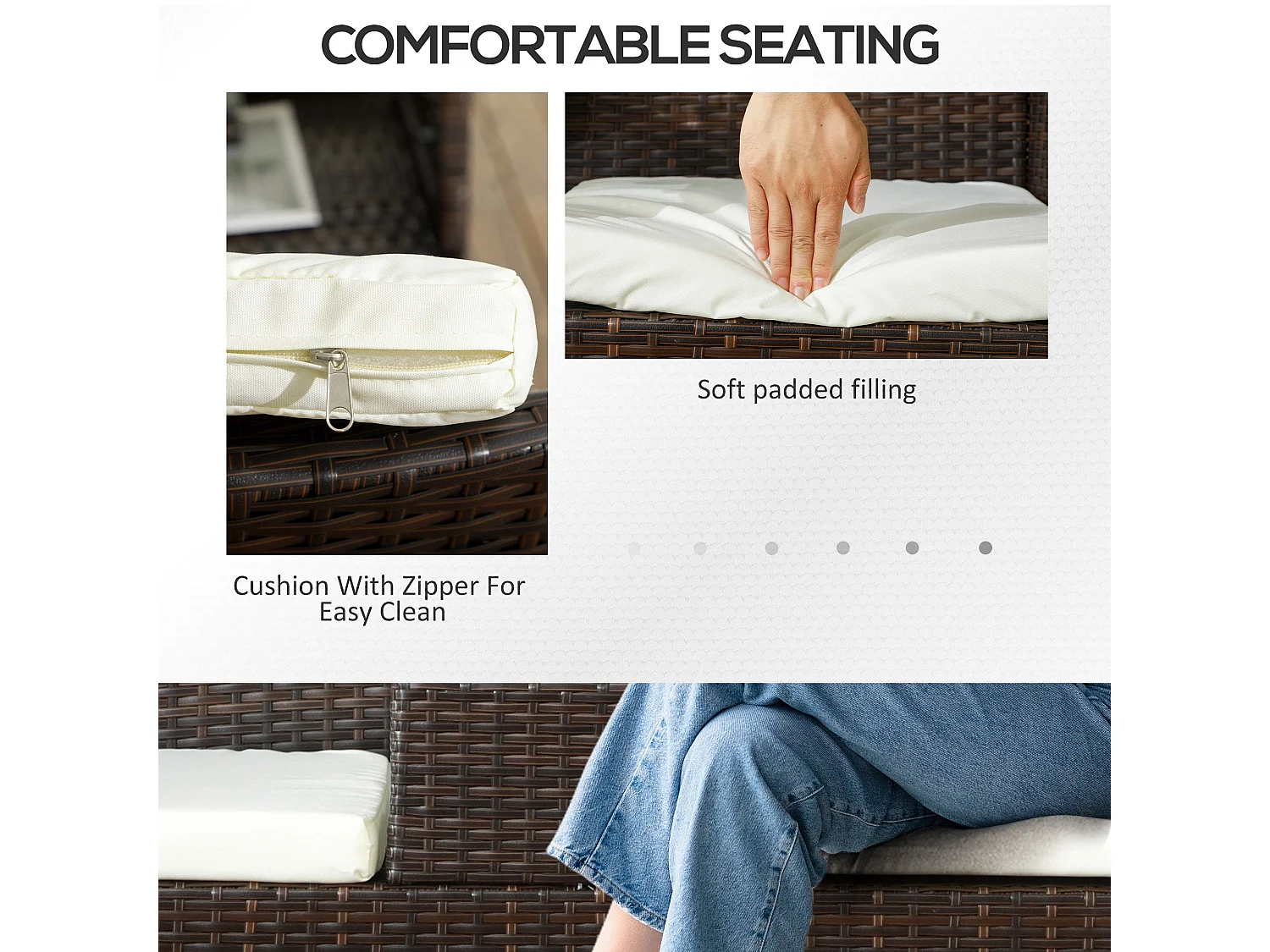 Renata 2 Seater Faux Rattan Garden Chair with Integrated Table