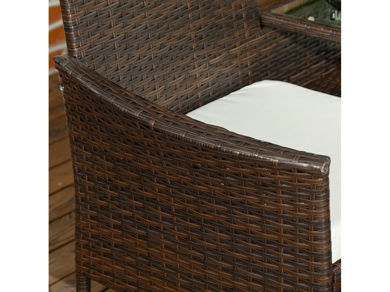 Renata 2 Seater Faux Rattan Garden Chair with Integrated Table