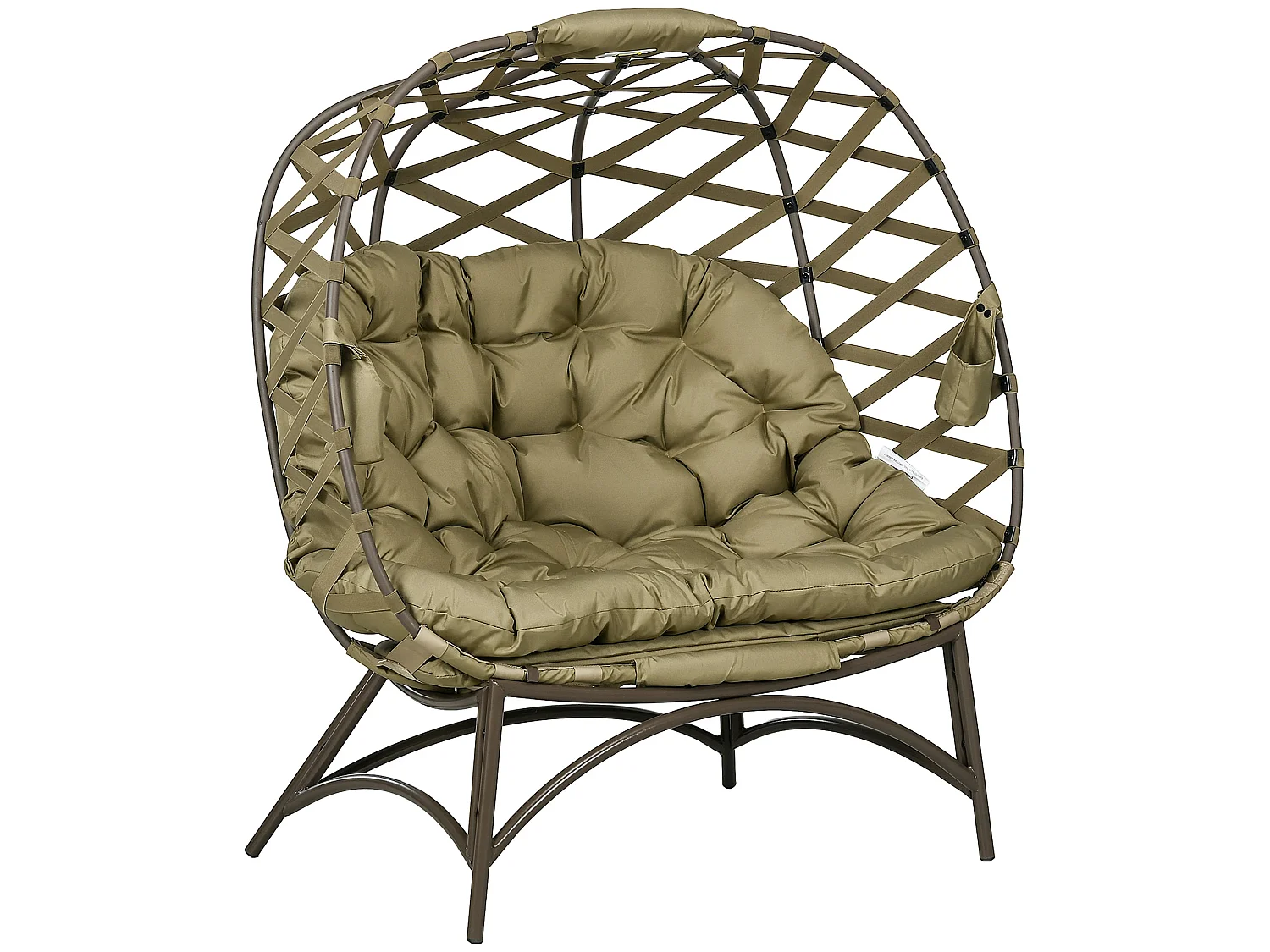 Vere Khaki 2 Seater Folding Egg Chair with Cushions and Cup Holders