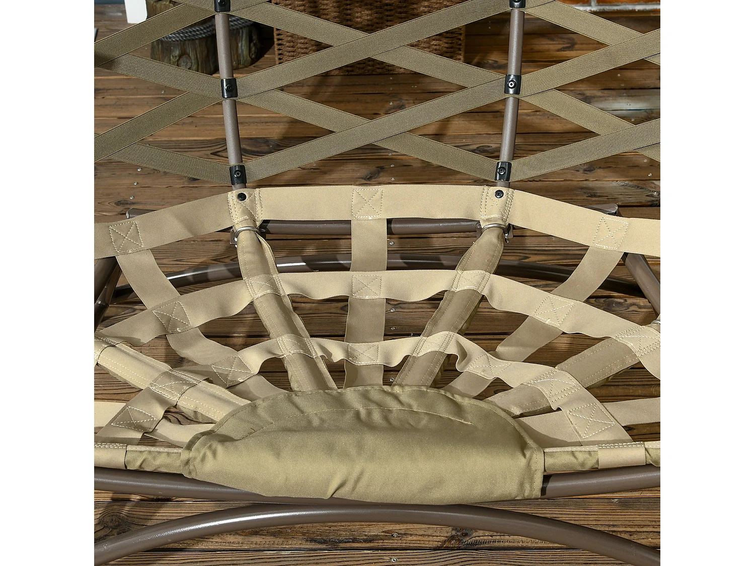 Vere Khaki 2 Seater Folding Egg Chair with Cushions and Cup Holders
