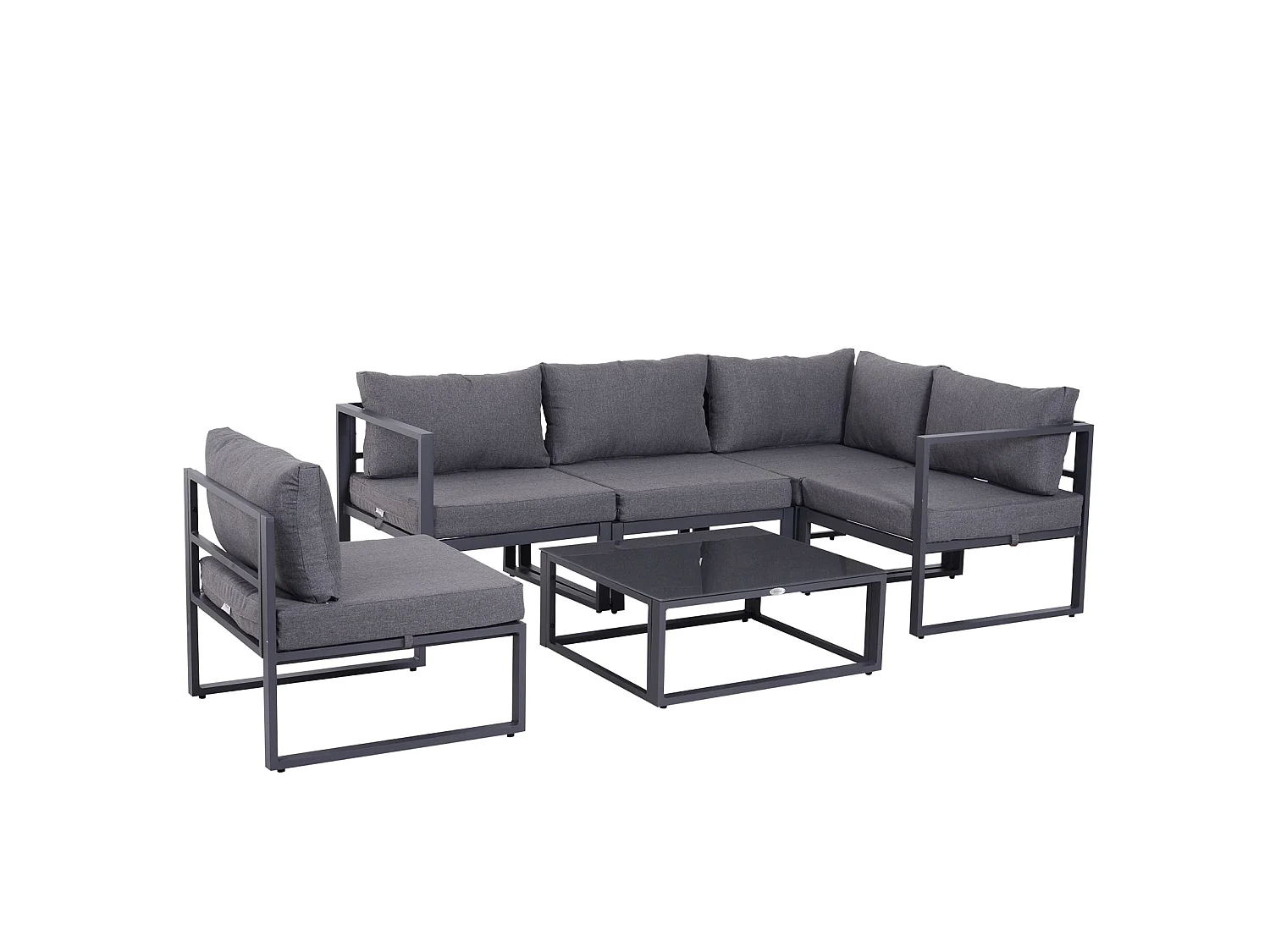 Dokase 5 Seater Grey Modular Outdoor Corner Sofa Set with Coffee Table and Chair