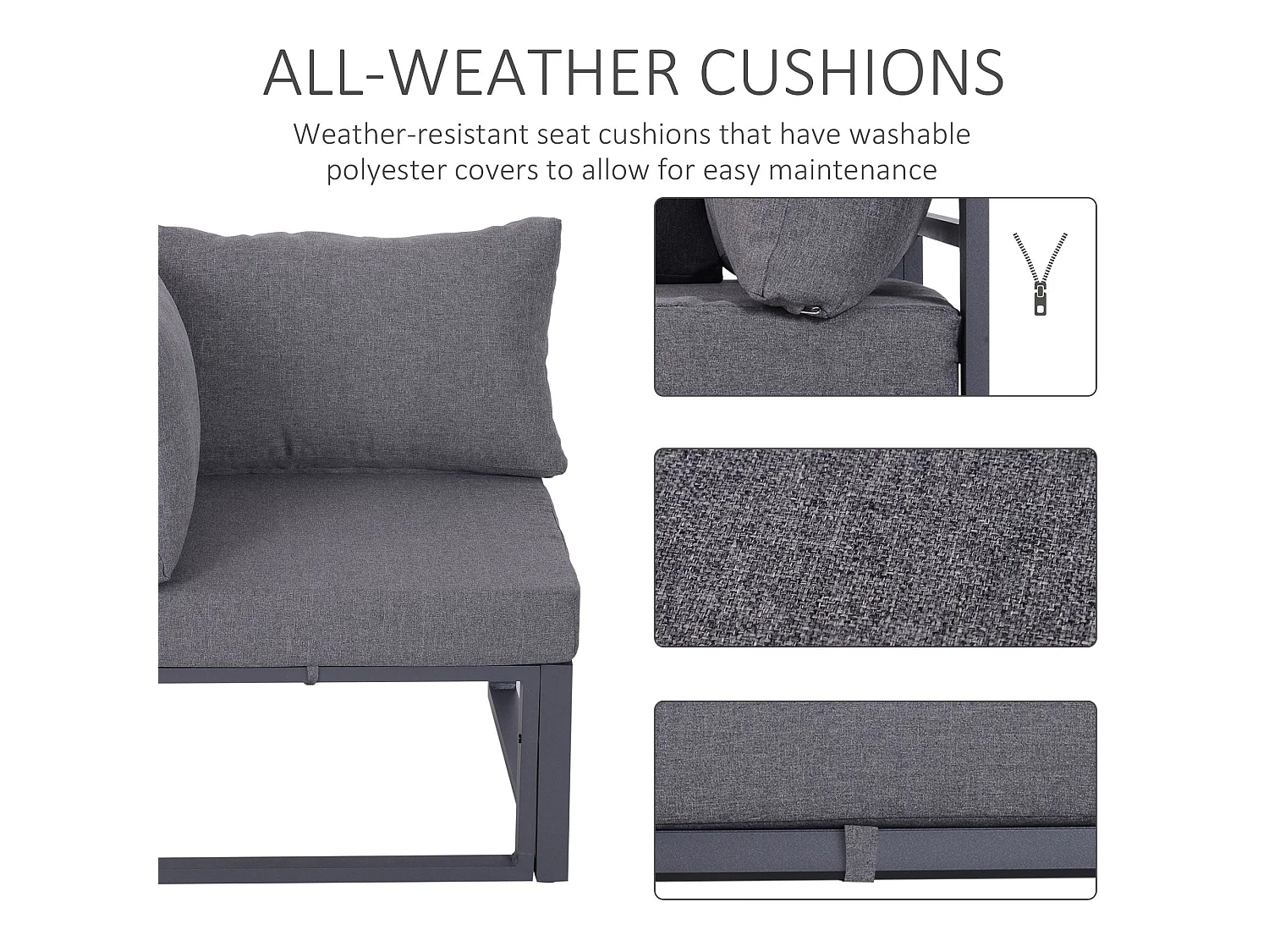 Dokase 5 Seater Grey Modular Outdoor Corner Sofa Set with Coffee Table and Chair