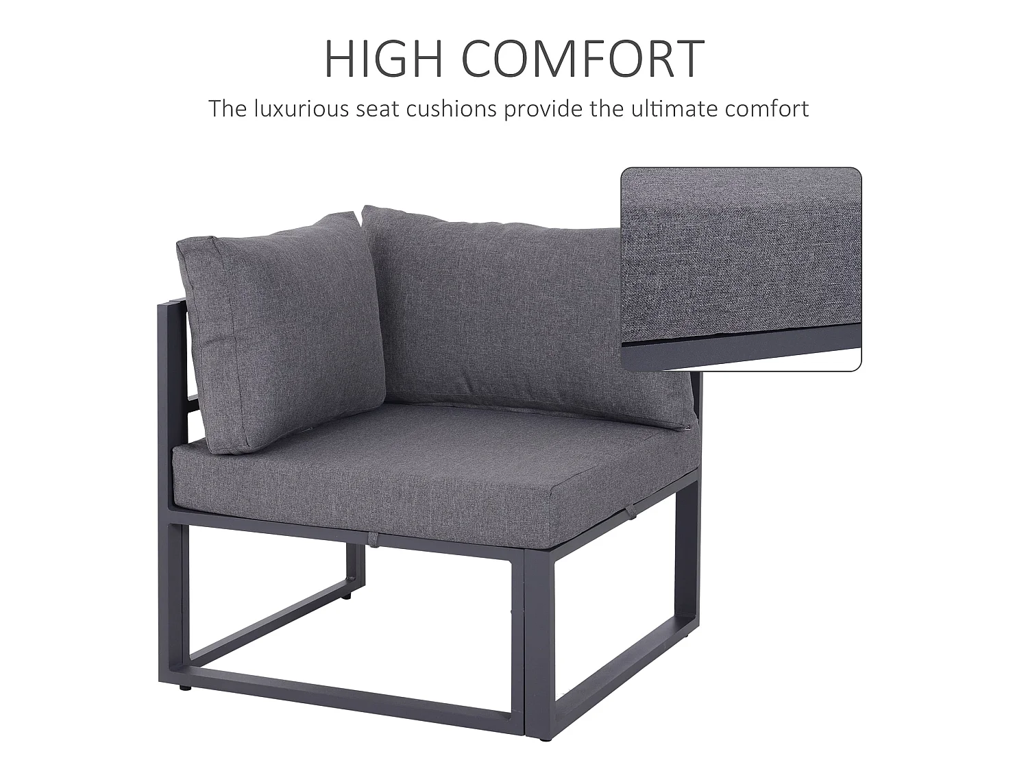 Dokase 5 Seater Grey Modular Outdoor Corner Sofa Set with Coffee Table and Chair