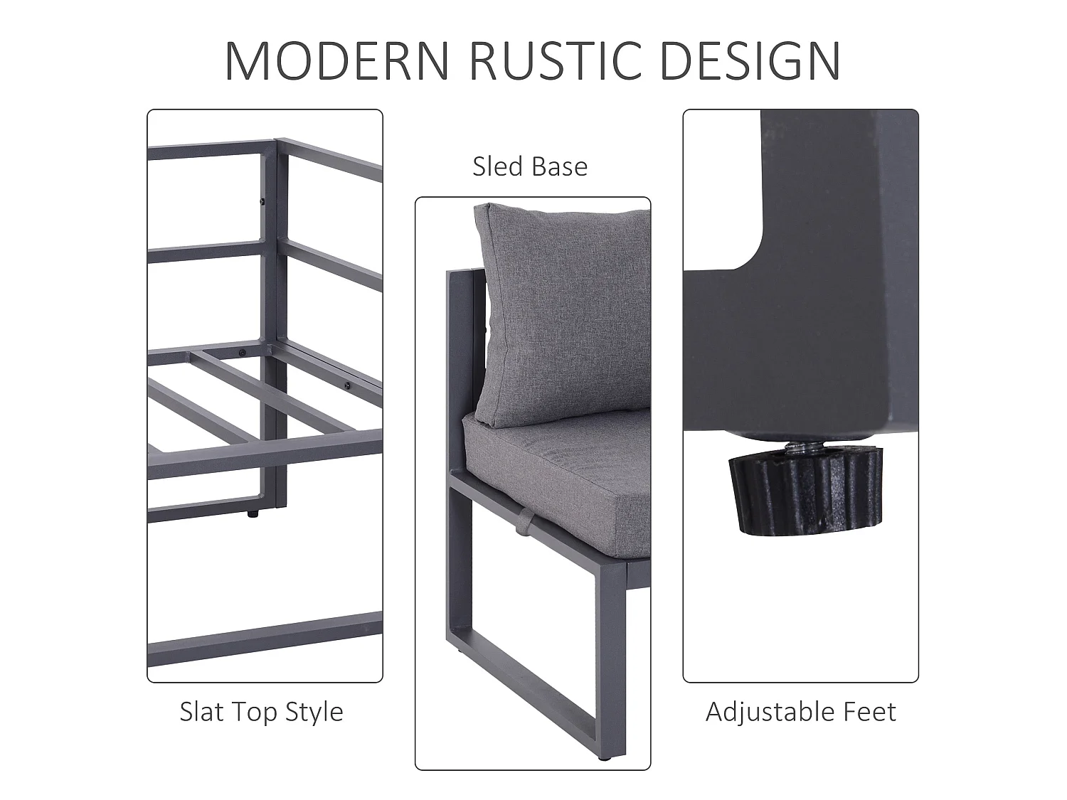 Dokase 5 Seater Grey Modular Outdoor Corner Sofa Set with Coffee Table and Chair
