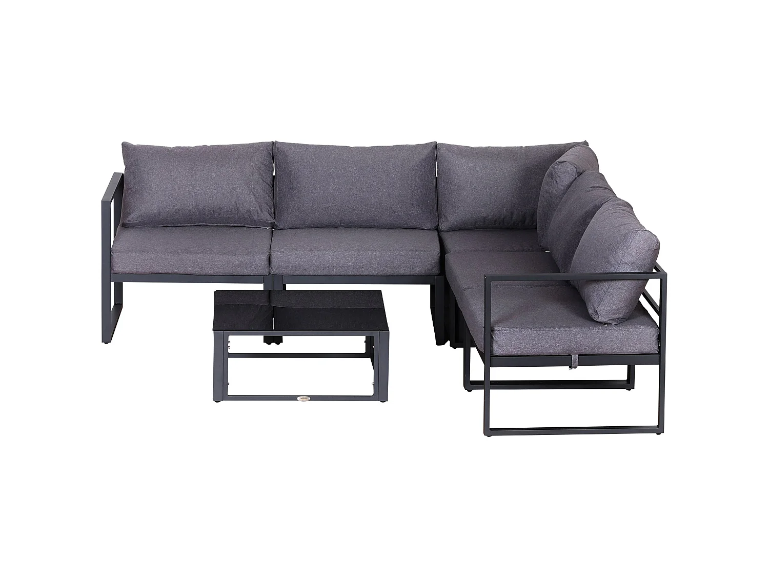 Dokase 5 Seater Grey Modular Outdoor Corner Sofa Set with Coffee Table and Chair