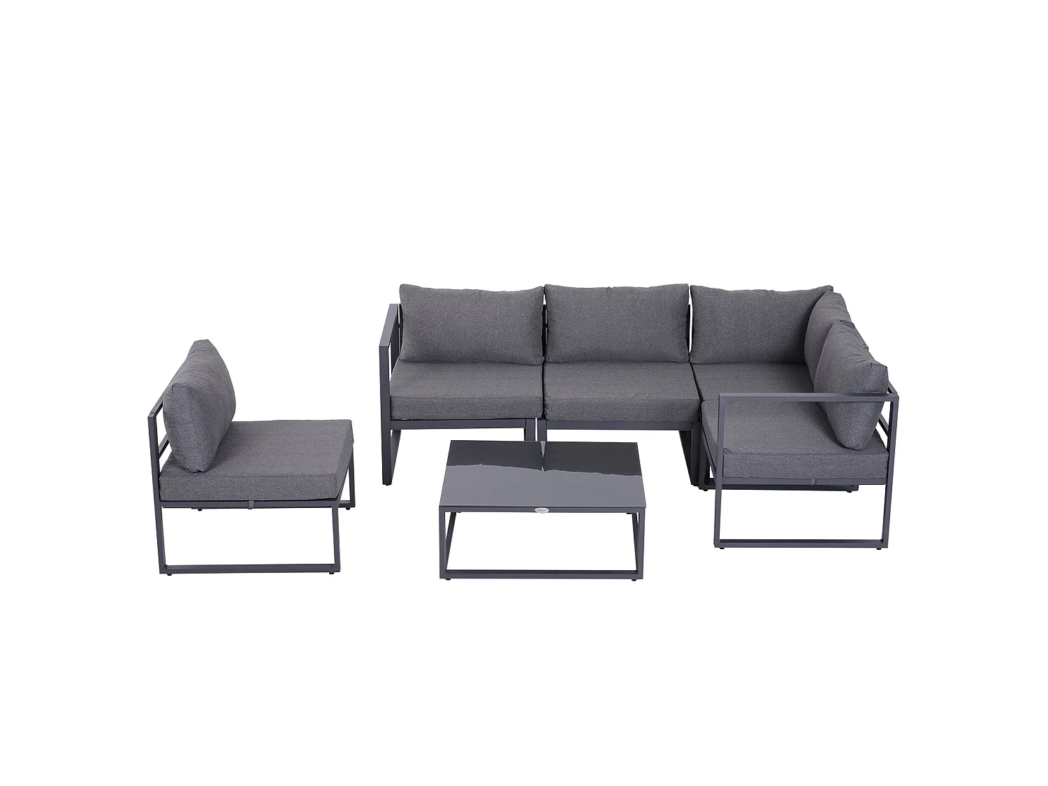 Dokase 5 Seater Grey Modular Outdoor Corner Sofa Set with Coffee Table and Chair