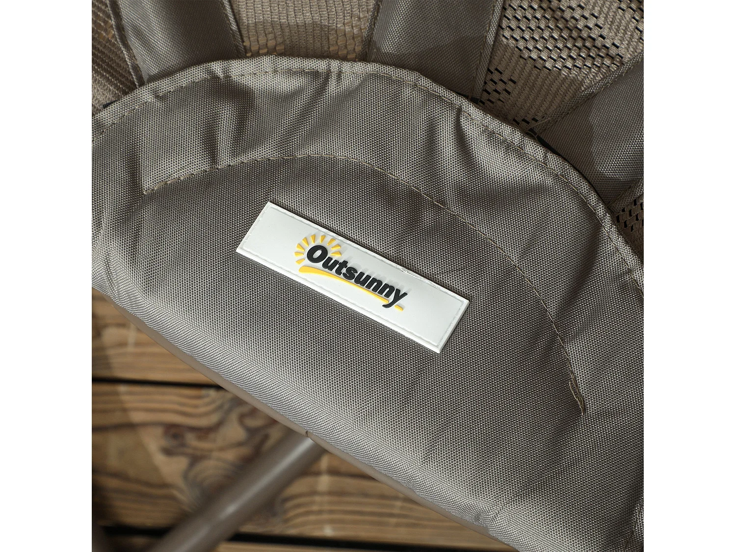 Sand Brown Swivel Egg Chair with Cushions Rattan Style Mesh Powder Coated Steel Frame