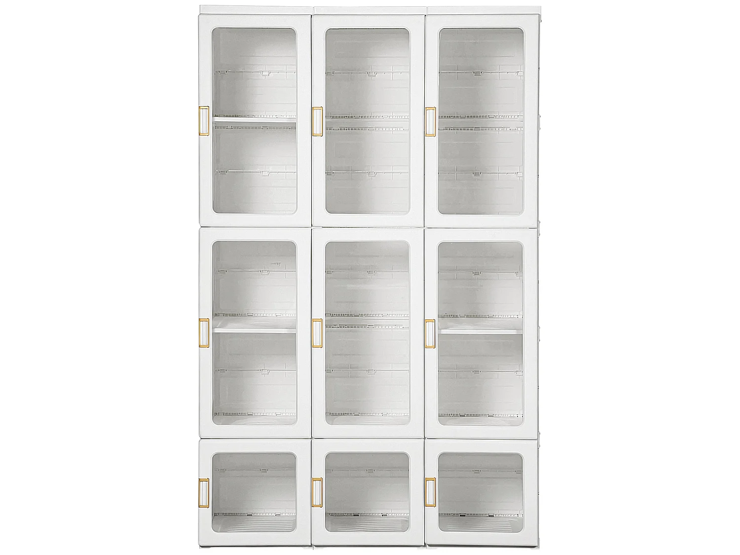White Foldable Wardrobe with Cube Storage Hanging Rails and Magnetic Clear Doors