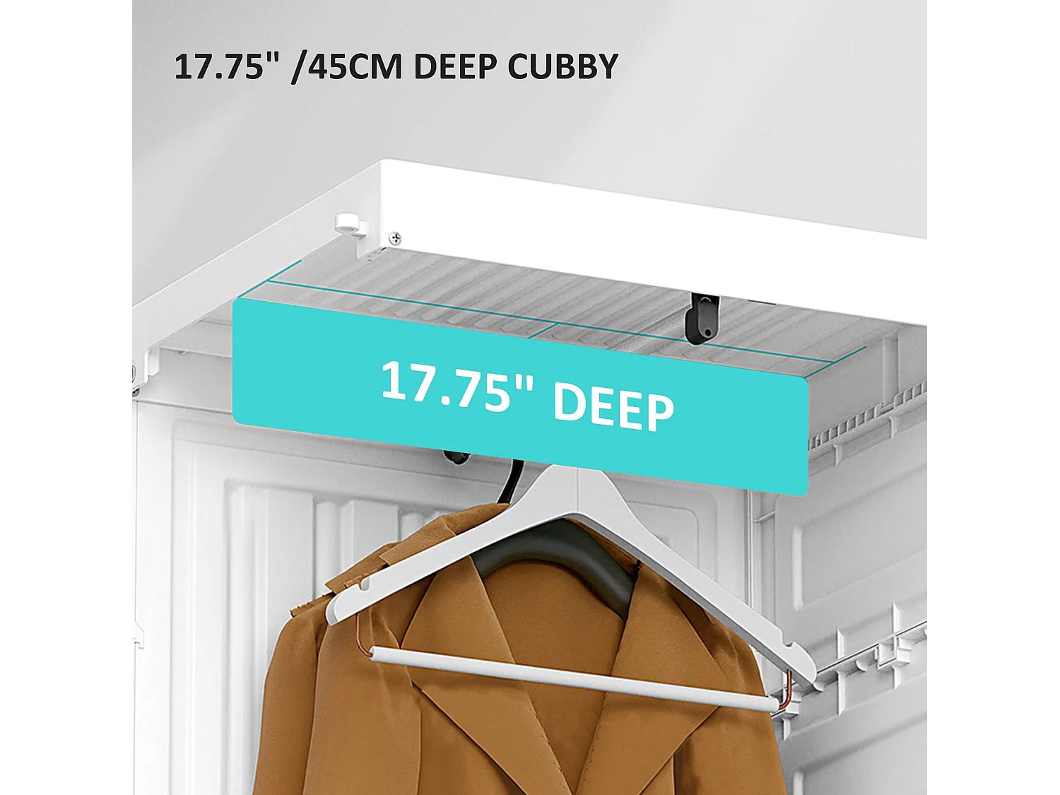 White Foldable Wardrobe with Cube Storage Hanging Rails and Magnetic Clear Doors