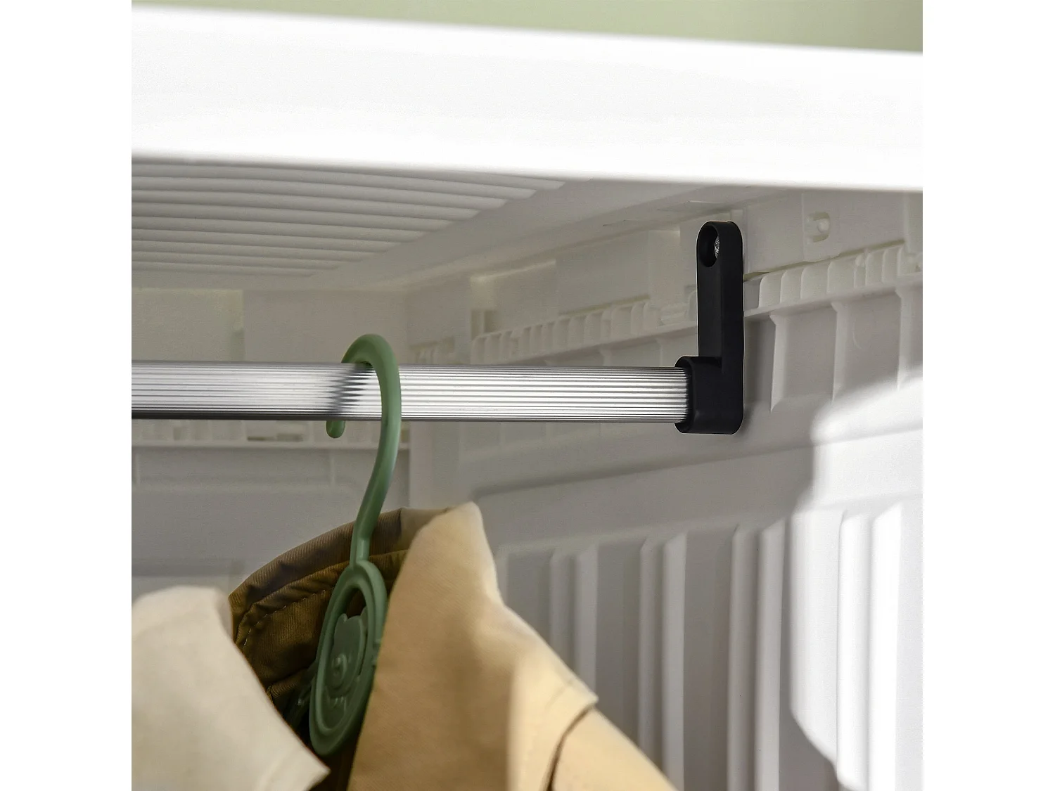 White Foldable Wardrobe with Cube Storage Hanging Rails and Magnetic Clear Doors