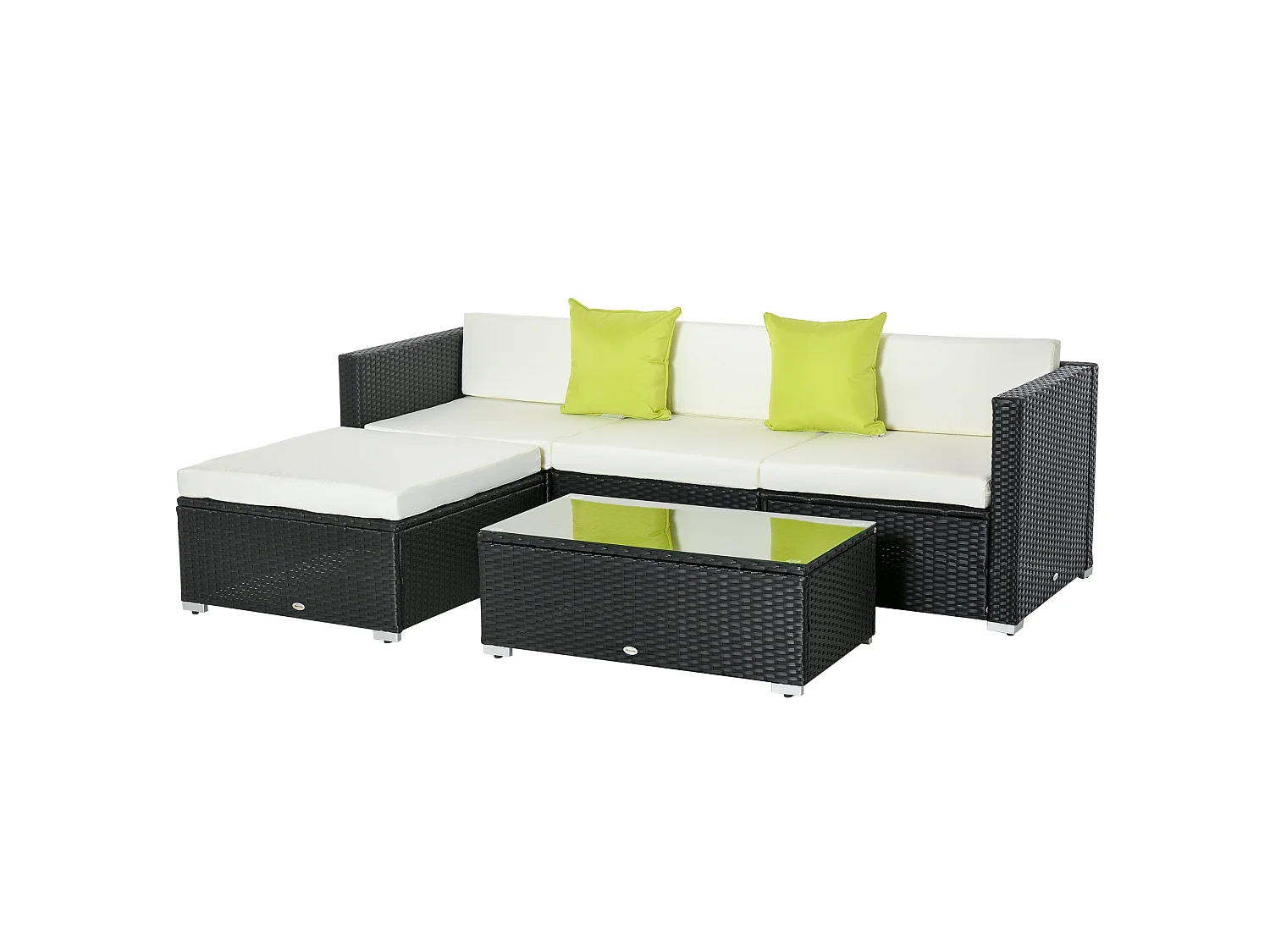 Dotodi Black Polypropylene Rattan 4 Seater Modular Outdoor Sofa Set with Rectangular Coffee Table