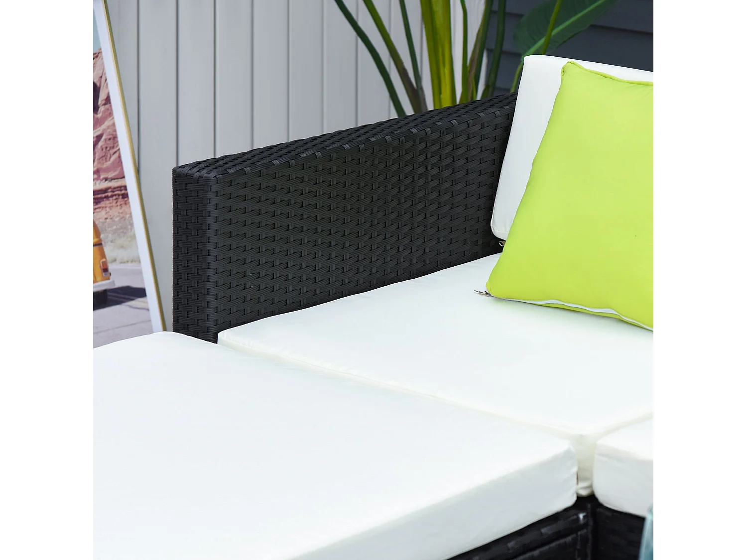 Dotodi Black Polypropylene Rattan 4 Seater Modular Outdoor Sofa Set with Rectangular Coffee Table