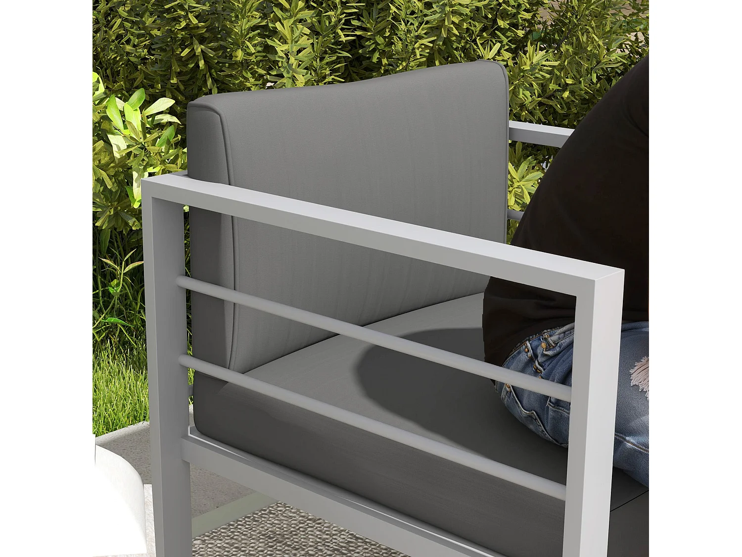 Ketael Set of 2 Dark Grey Outdoor Metal Garden Chairs with Cushions