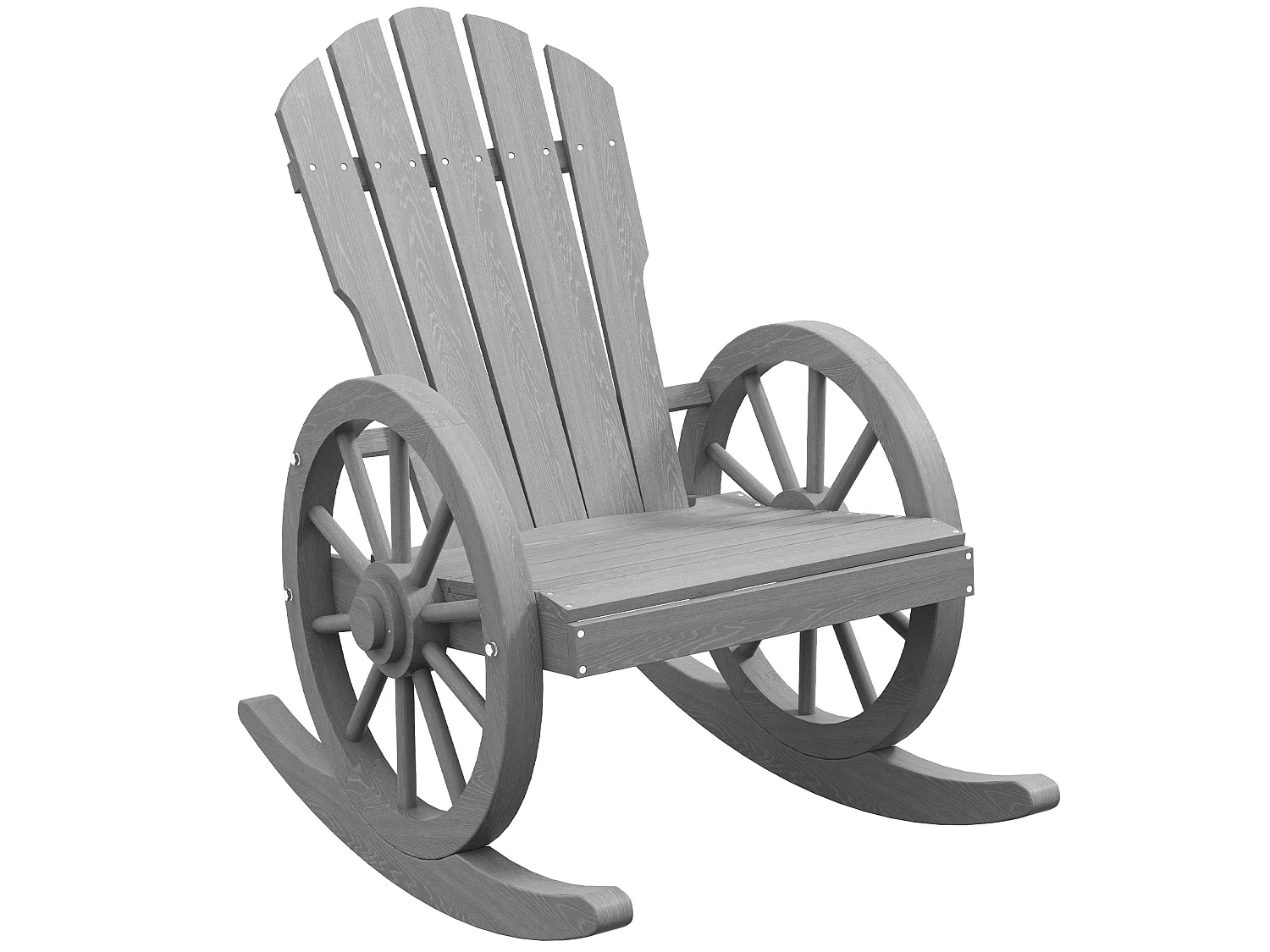 Elna Grey Fir Wood Adirondack Outdoor Rocking Armchair with Reclining Back