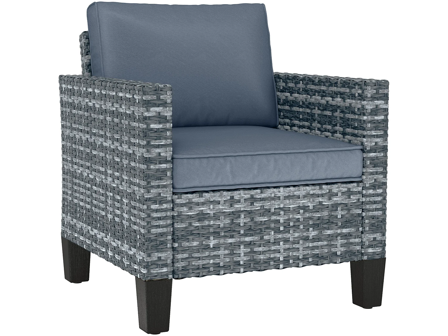 Resa Rattan Grey Single Outdoor Armchair with Removable Cushion