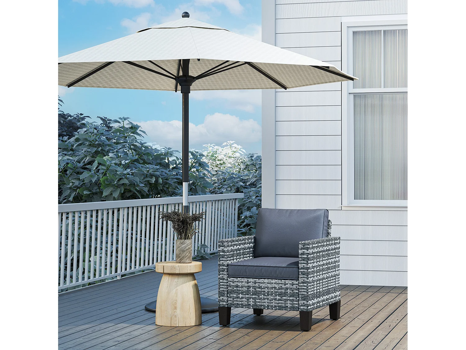 Resa Rattan Grey Single Outdoor Armchair with Removable Cushion