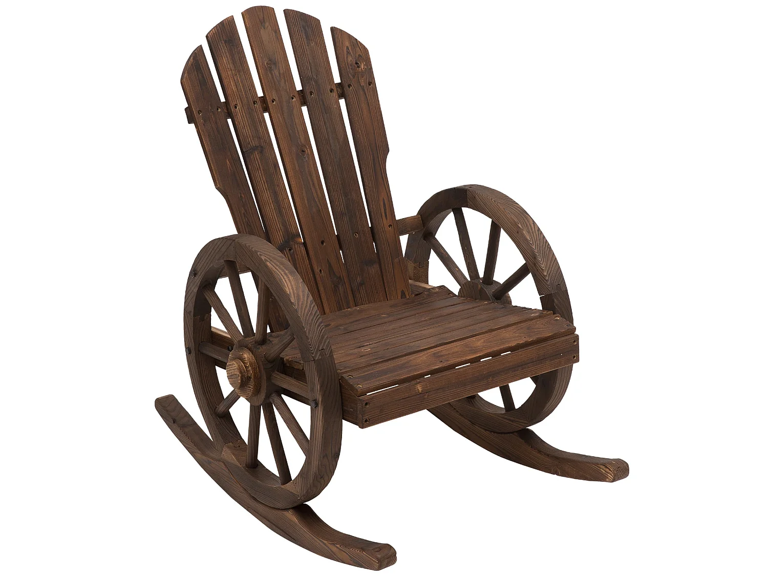 Elna Dark Favi Wood Adirondack Style Outdoor Rocking Armchair Carbonised Fir