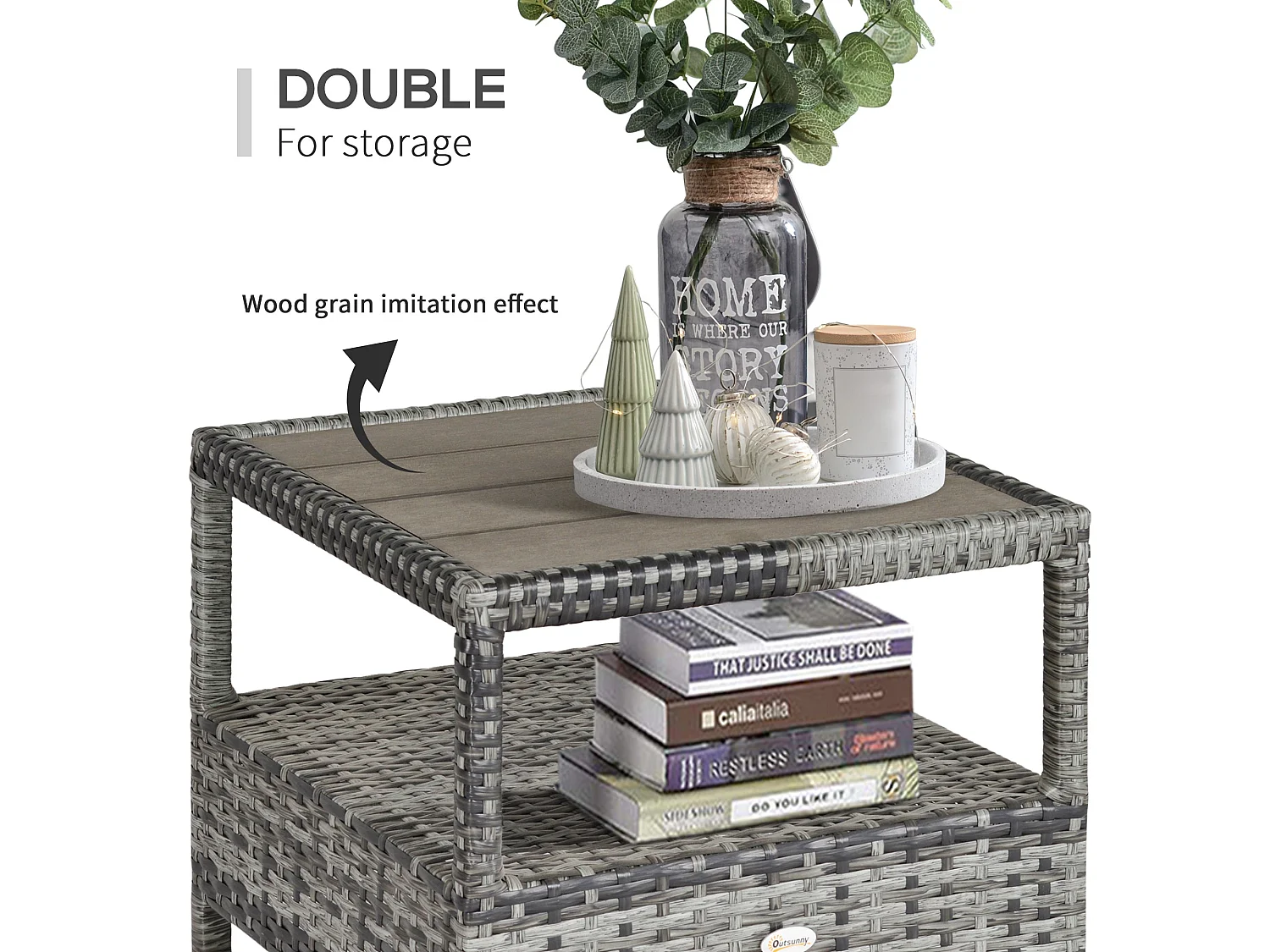 Nodika Grey PE Rattan 2 Seater Outdoor Bistro Set with Reclining Armchairs and Two Tier Table