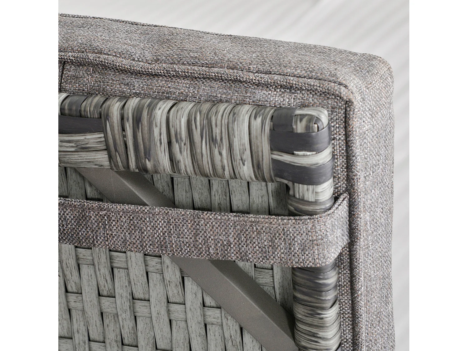 Nodika Grey PE Rattan 2 Seater Outdoor Bistro Set with Reclining Armchairs and Two Tier Table
