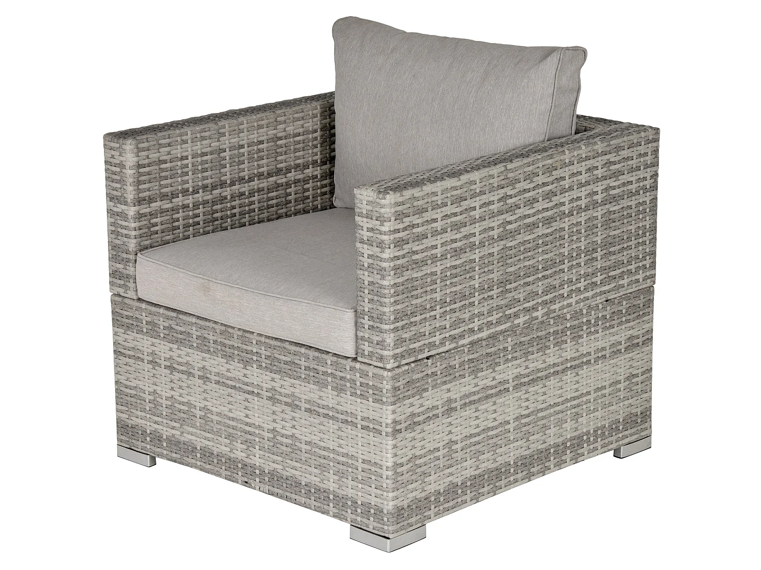 Karettano Grey Rattan Outdoor Armchair with Cushions and Armrests