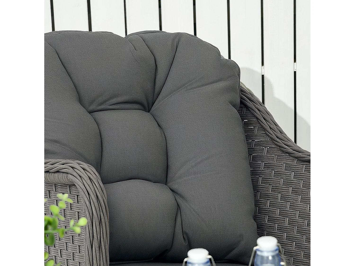 Fasake 4 Piece Light Grey Rattan Lounge Set with Glass Top Table