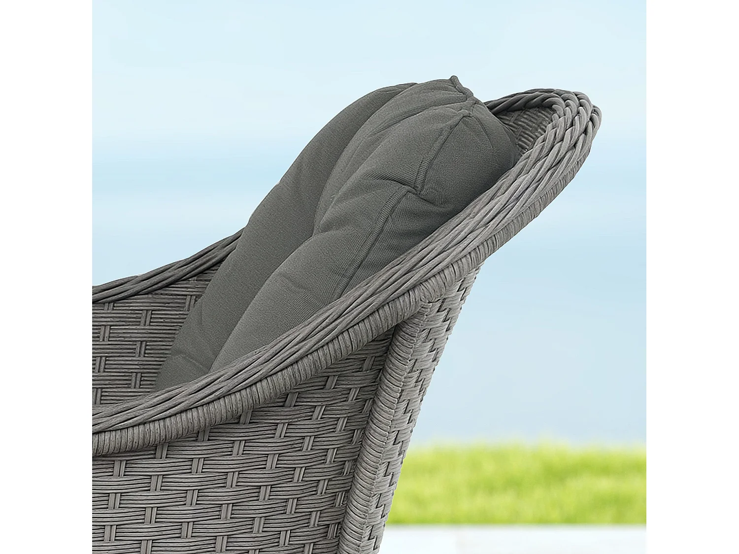Fasake 4 Piece Light Grey Rattan Lounge Set with Glass Top Table