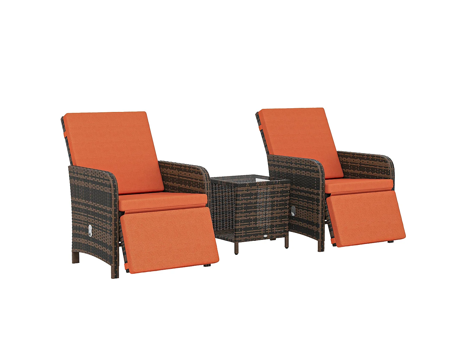 Haridi 3 Piece Rattan Bistro Set in Mixed Brown and Orange