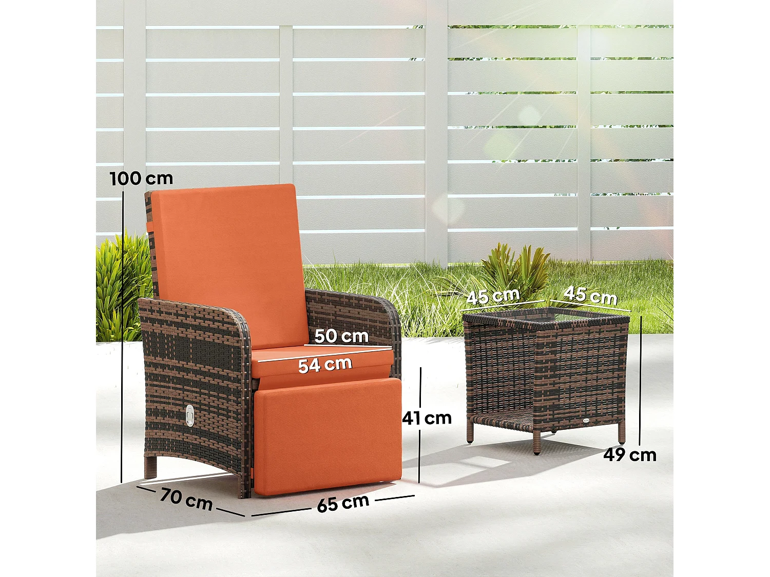 Haridi 3 Piece Rattan Bistro Set in Mixed Brown and Orange