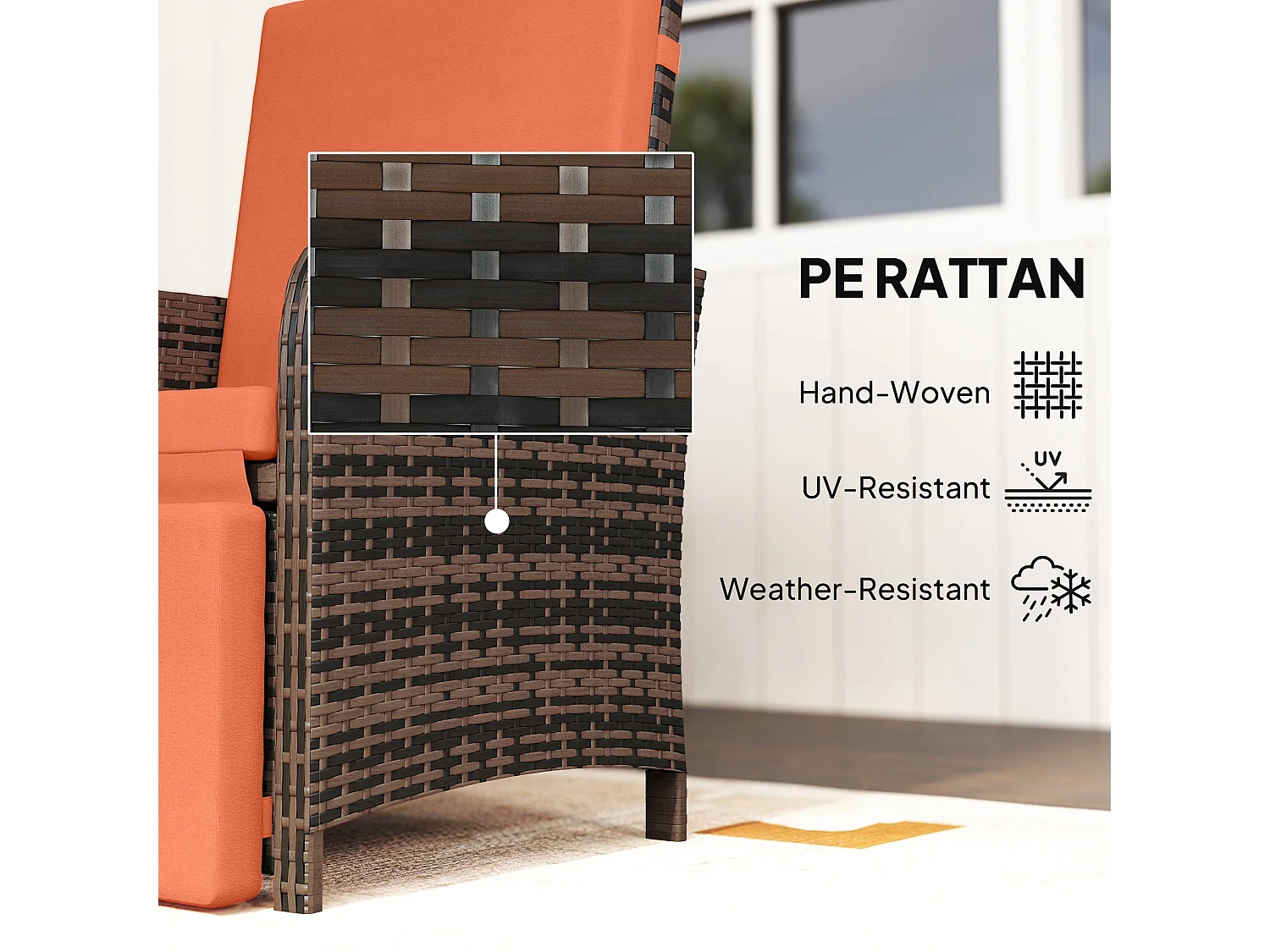 Haridi 3 Piece Rattan Bistro Set in Mixed Brown and Orange