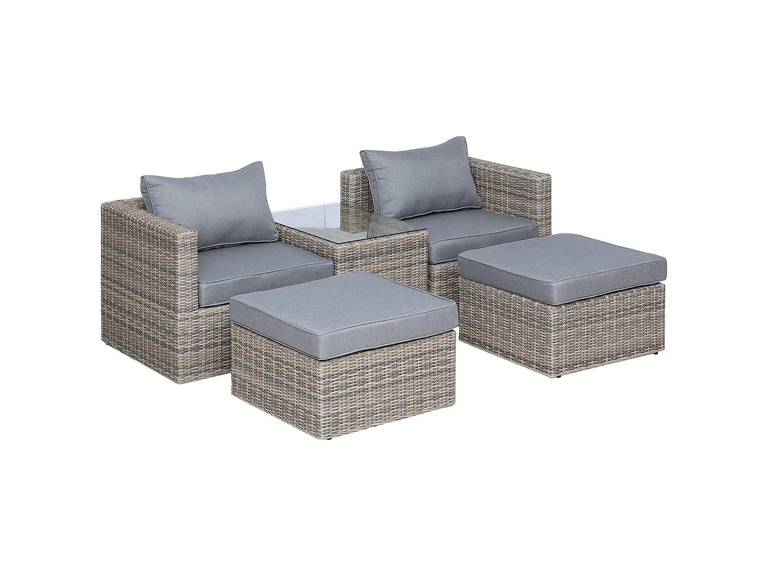 Vapa Faux Rattan Mixed Brown 5‑Piece Outdoor Bistro Set with Glass Table