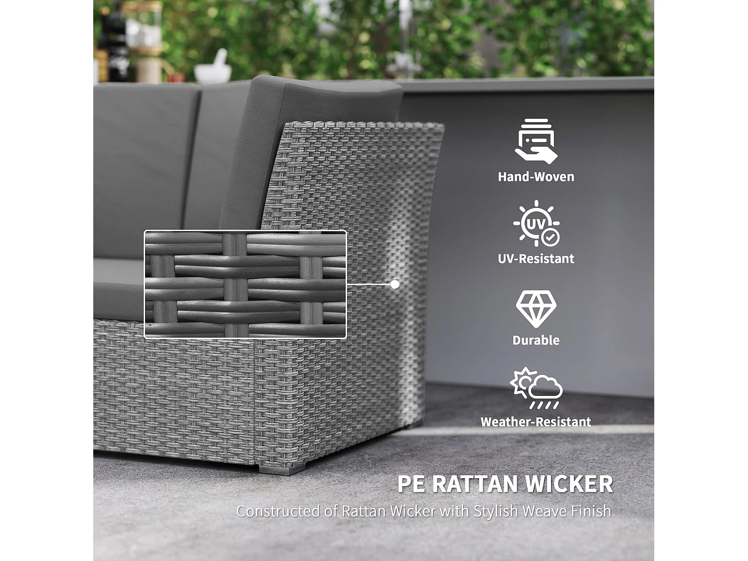 Nomiri 10 Seater Light Grey Rattan Outdoor Sofa Set with Extendable Dining Table