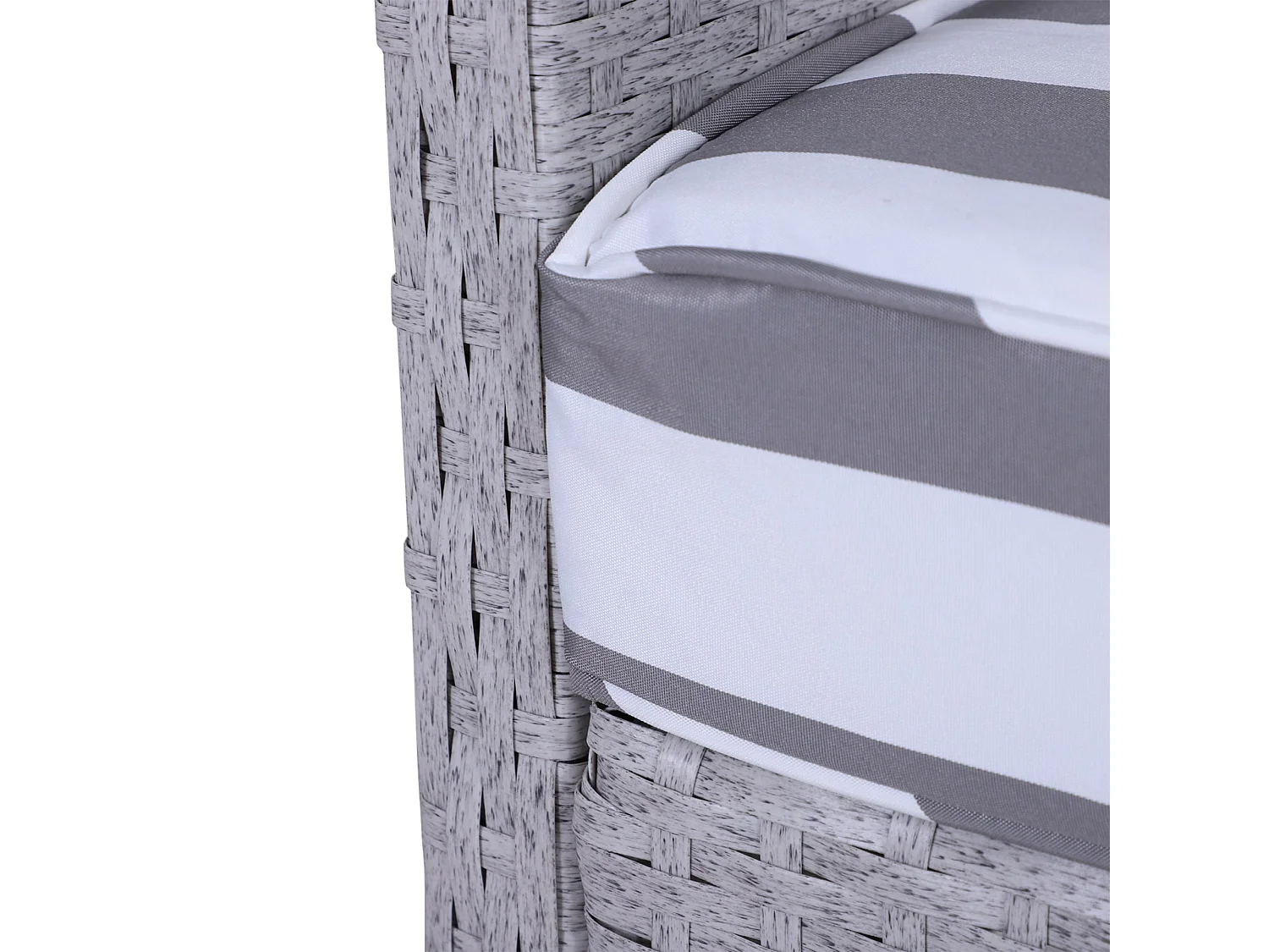 Sonova 5 Piece Grey and White Faux Rattan Outdoor Bistro Set with Cushions and Glass Table