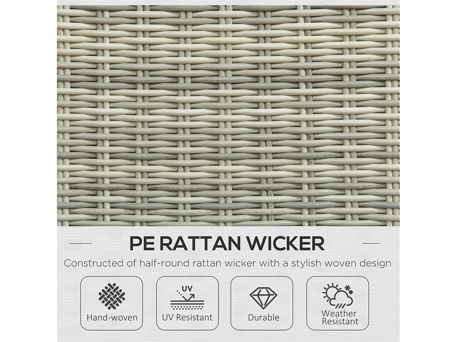 Lusuva 5 Piece Grey Faux Rattan Reclining Bistro Set Cushions and Glass Table