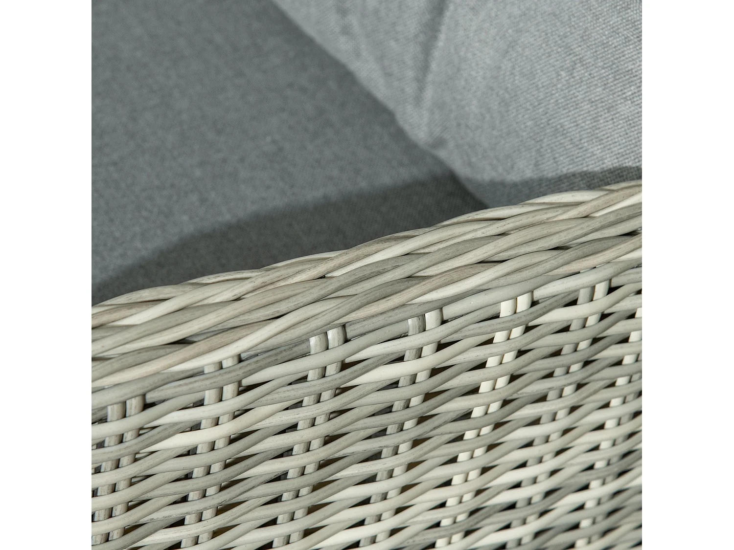 Lusuva 5 Piece Grey Faux Rattan Reclining Bistro Set Cushions and Glass Table