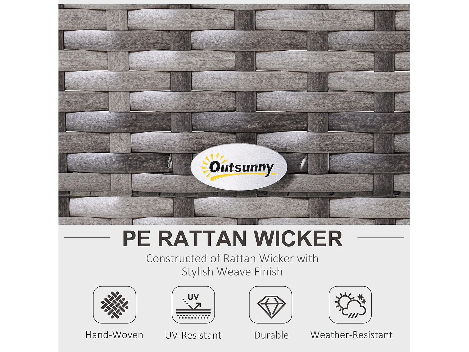 Reka Grey 5 Seater Half Round Rattan Outdoor Sofa Set with Coffee Table