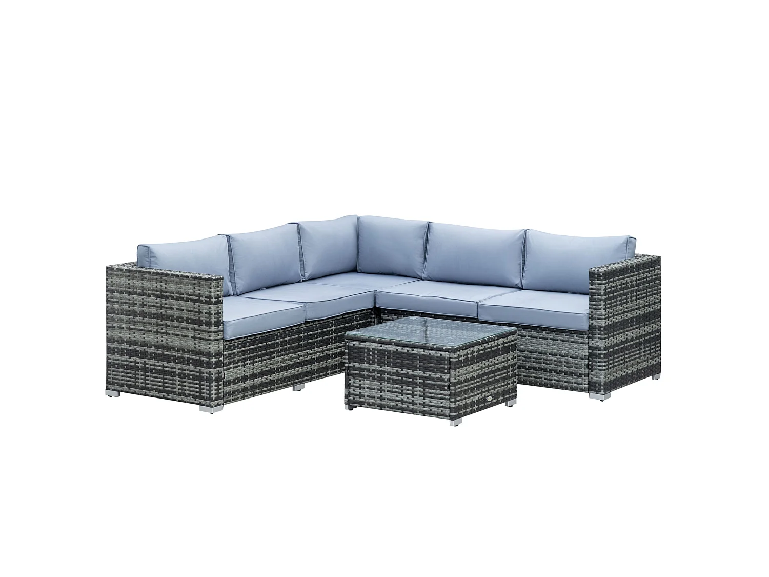 Kabaco Grey Faux Rattan 4 Piece Outdoor Sofa Set with Cushions