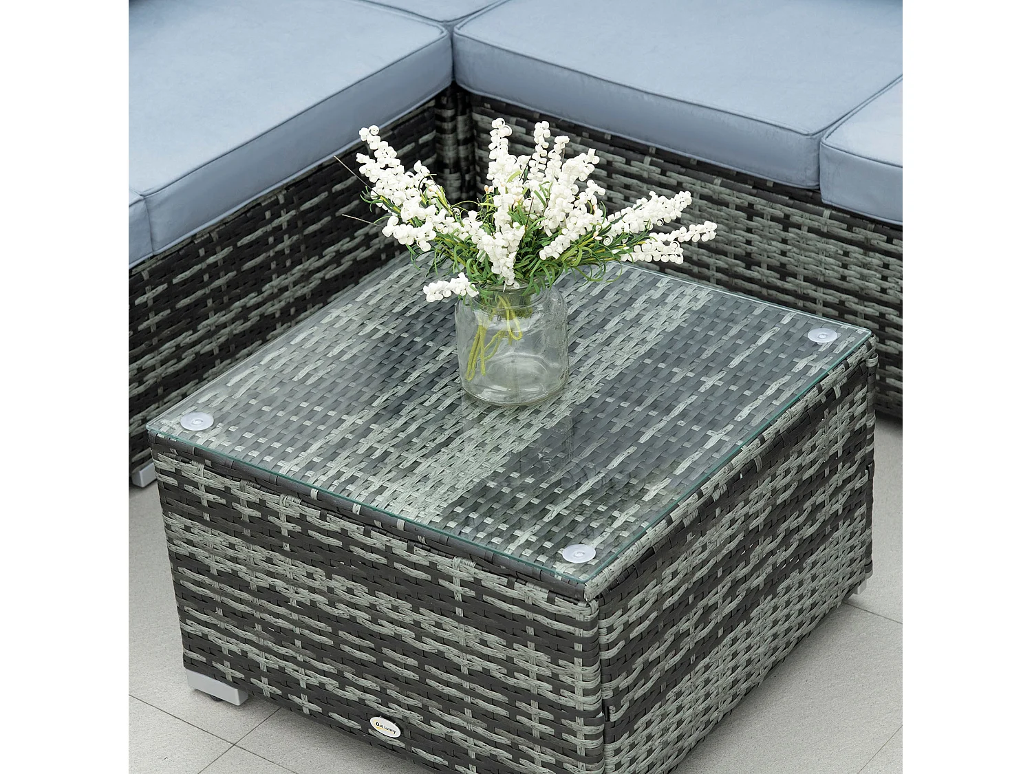 Kabaco Grey Faux Rattan 4 Piece Outdoor Sofa Set with Cushions
