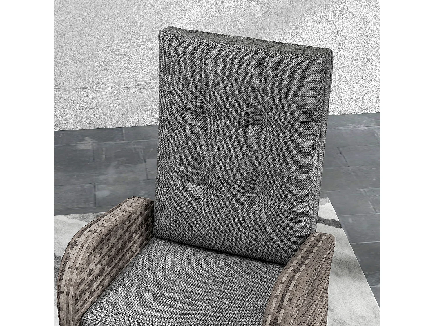Elcoto 2 Seater Outdoor Rattan Chaise Lounge Set with Fabric Cushions