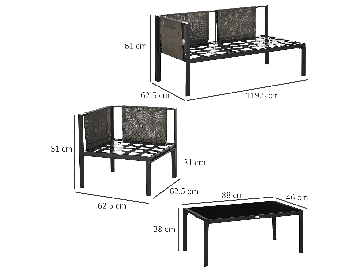 Sera 5 Seater Light Grey L Shaped Garden Corner Sofa Set with Glass Top Coffee Table