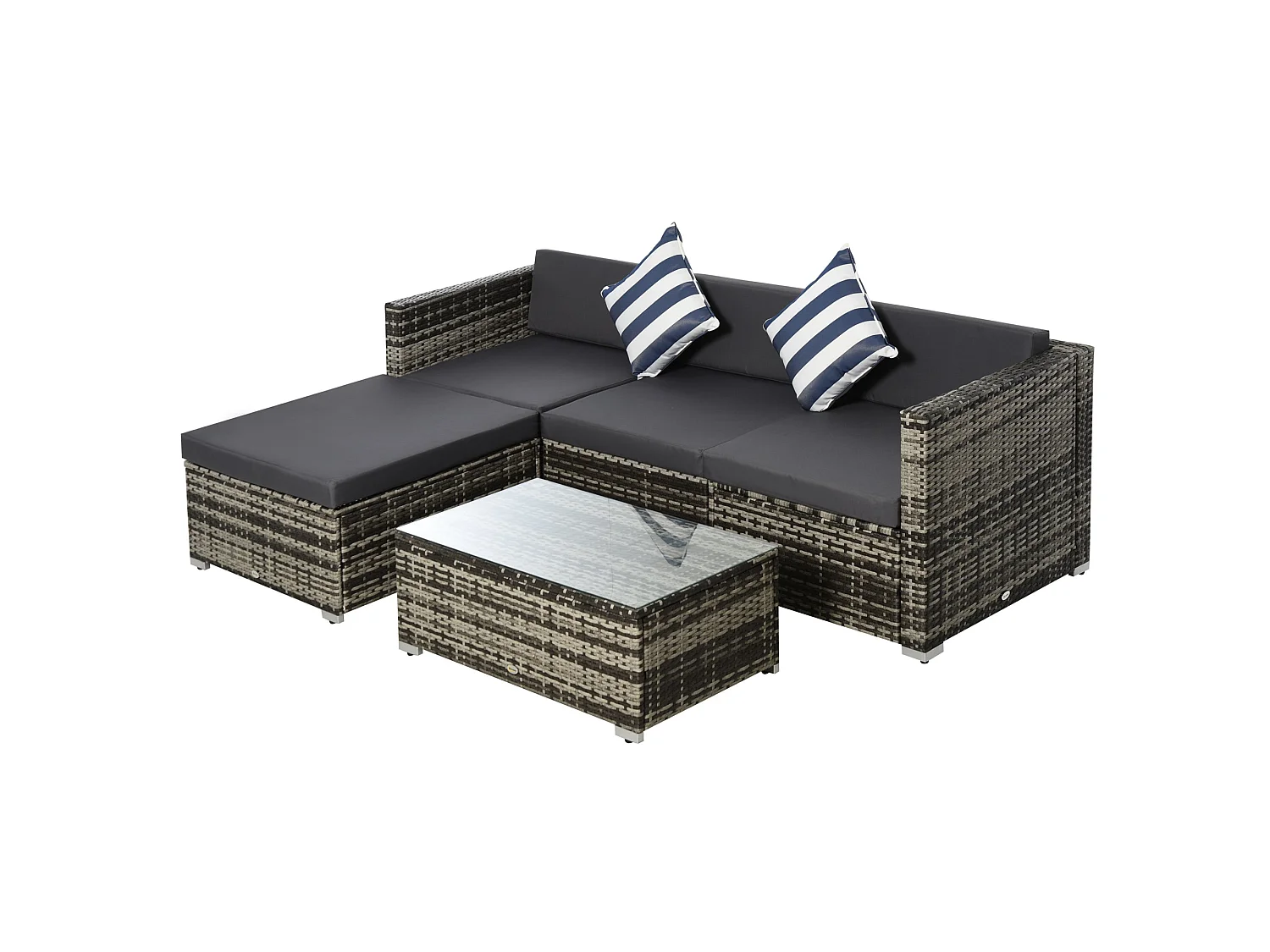 Eltami 4 Seater Modular Rattan Outdoor Sectional Sofa Set Grey