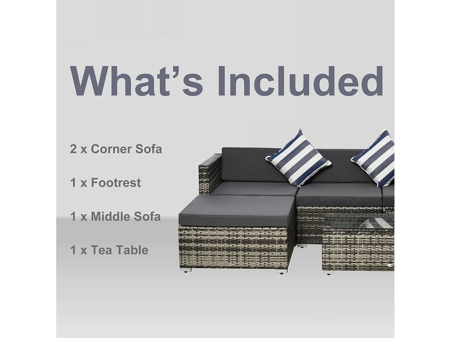 Eltami 4 Seater Modular Rattan Outdoor Sectional Sofa Set Grey