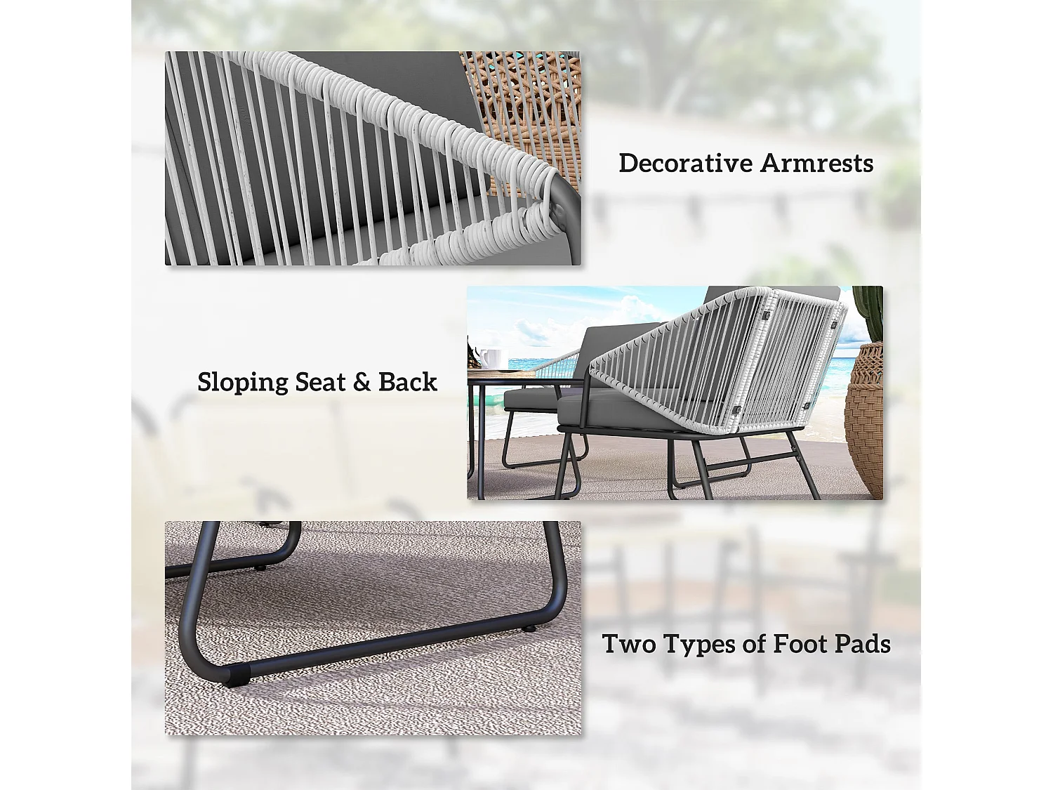 Yoma Grey 4 Seater Rattan Outdoor Sofa Set