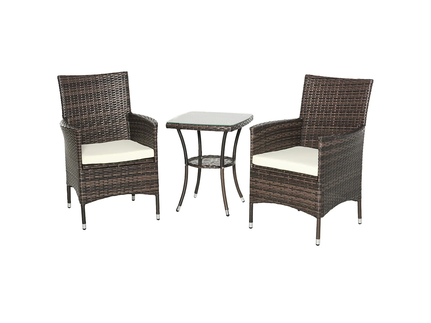 Lovi 3 Piece Brown Rattan Bistro Set with Cushions