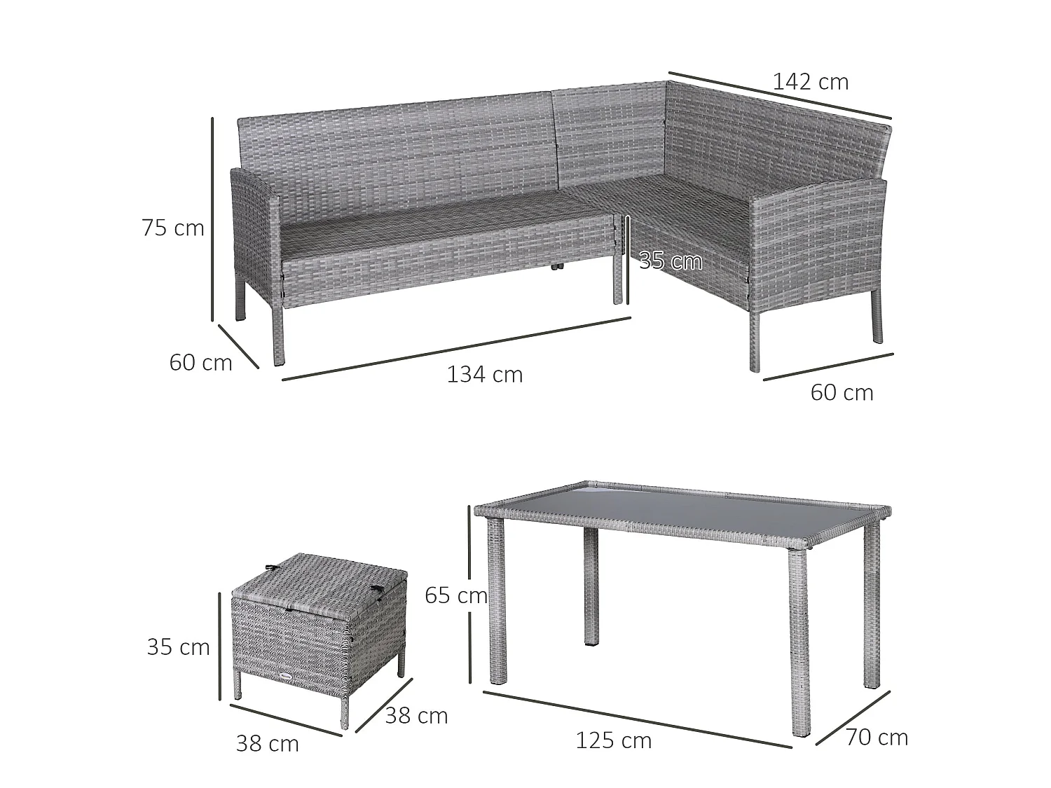 Mora 7 Seater Modular Rattan Outdoor Dining Set Sofa 2 Footstools Rectangular Table