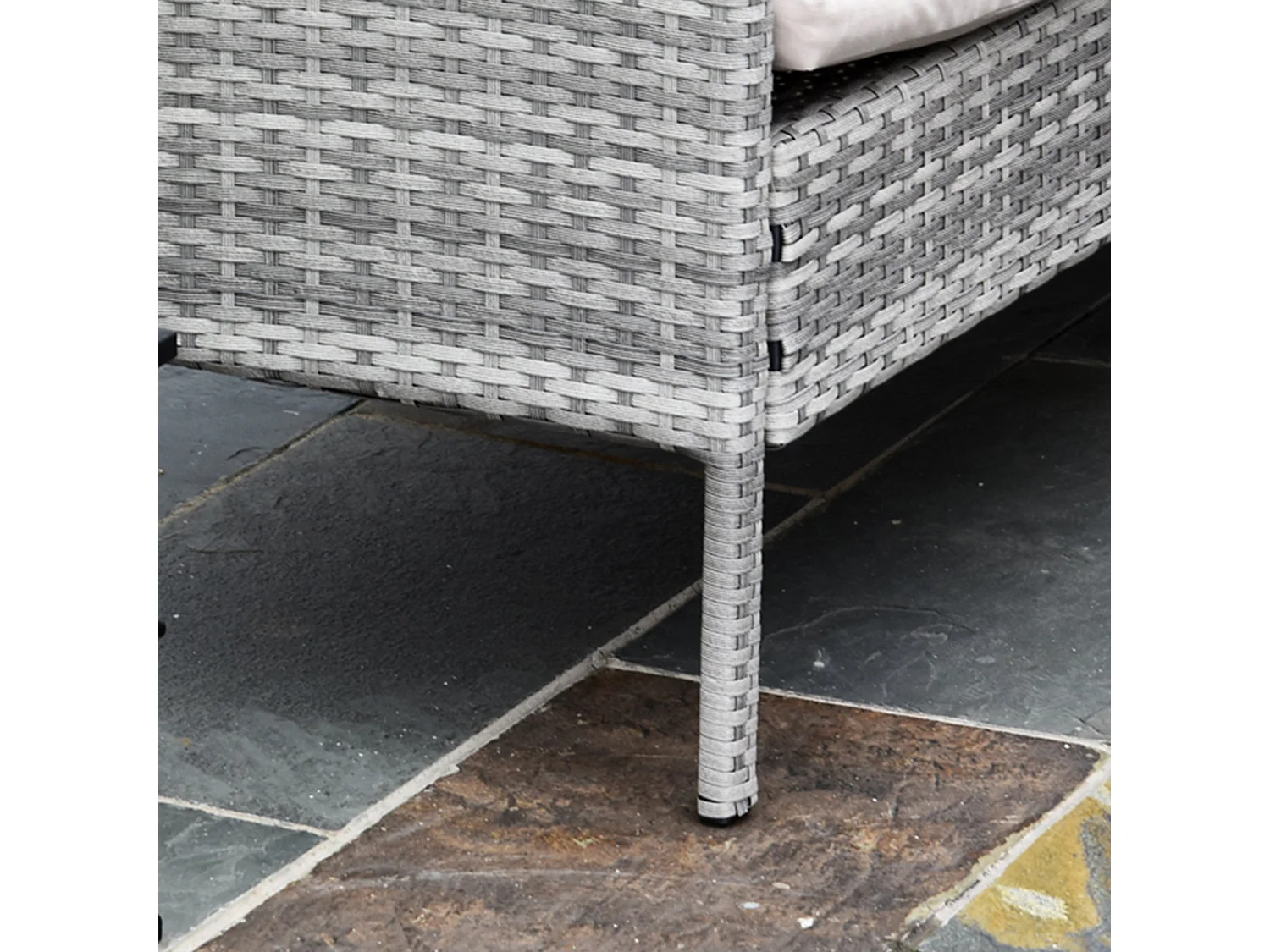 Mora 7 Seater Modular Rattan Outdoor Dining Set Sofa 2 Footstools Rectangular Table