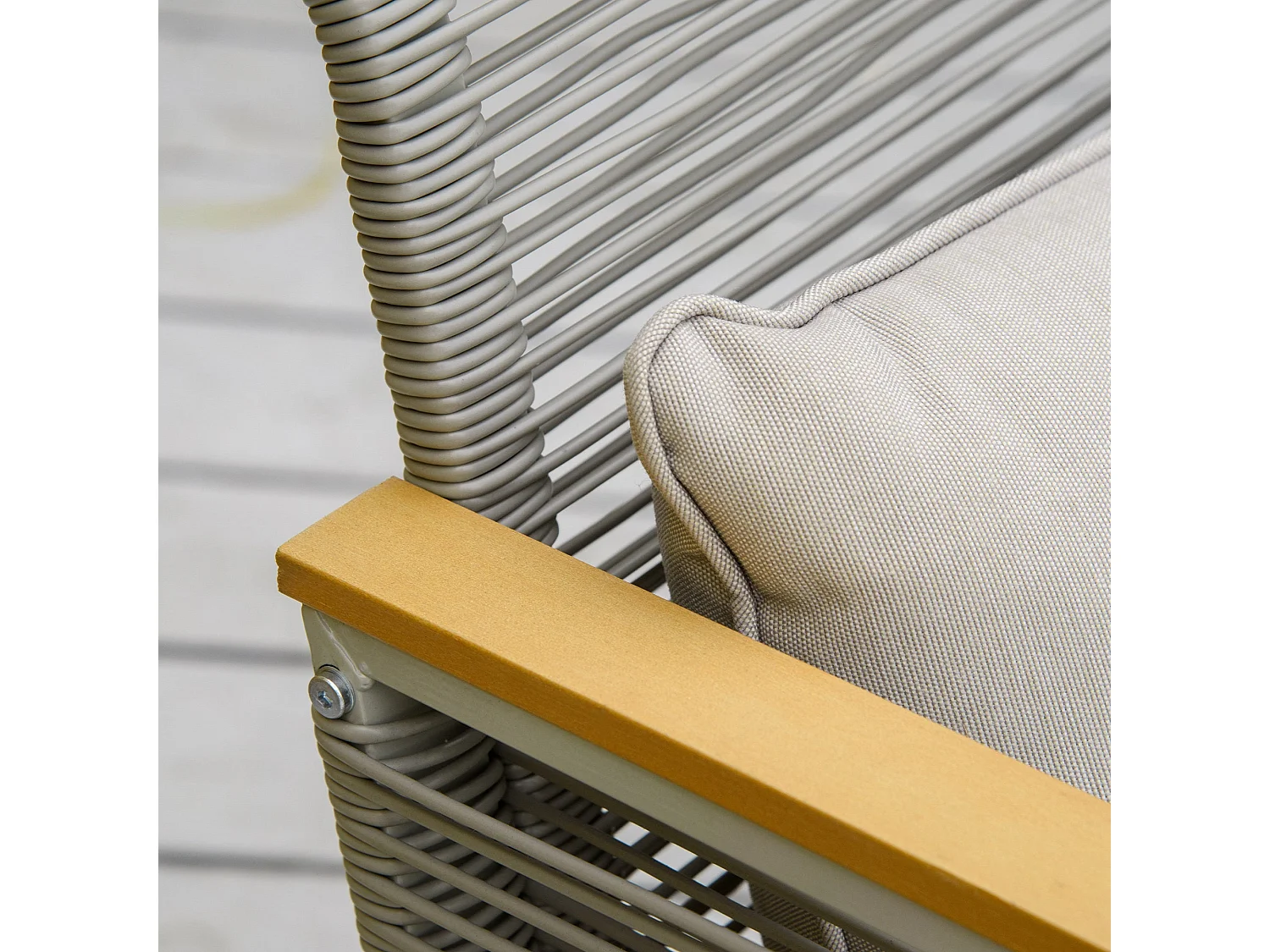 Rotoyo Kaha Grey 4 Seater Rattan Style Outdoor Sofa Set with Cushions